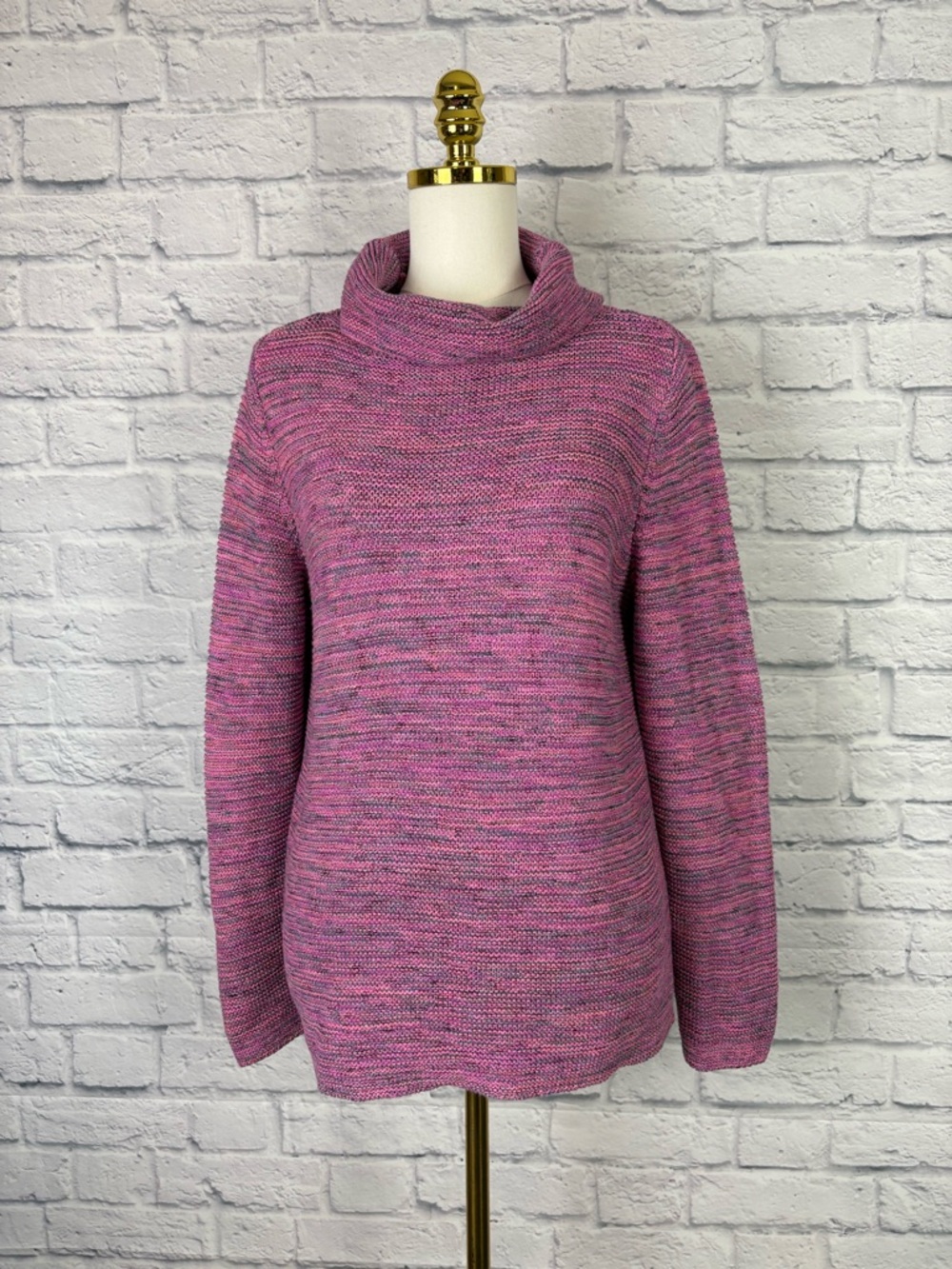 J.Jill marled magenta pink and blue cowl neck sweater size M petite